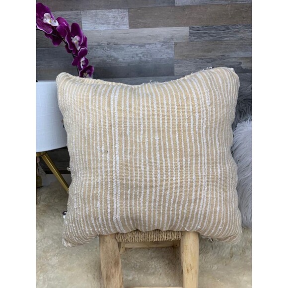 Vintage Moroccan Wedding Blanket Pillow, Sequined Handira Cushion 03YS00937 - Picture 8 of 10